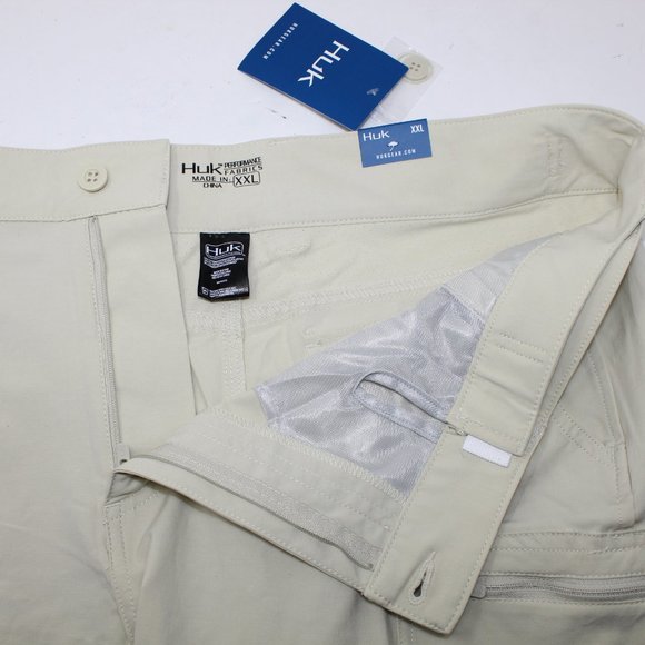 HUK Next Level Performance NWT Men's 2XL XXL Khaki Fishing Shorts w/7" inseam - Picture 7 of 9